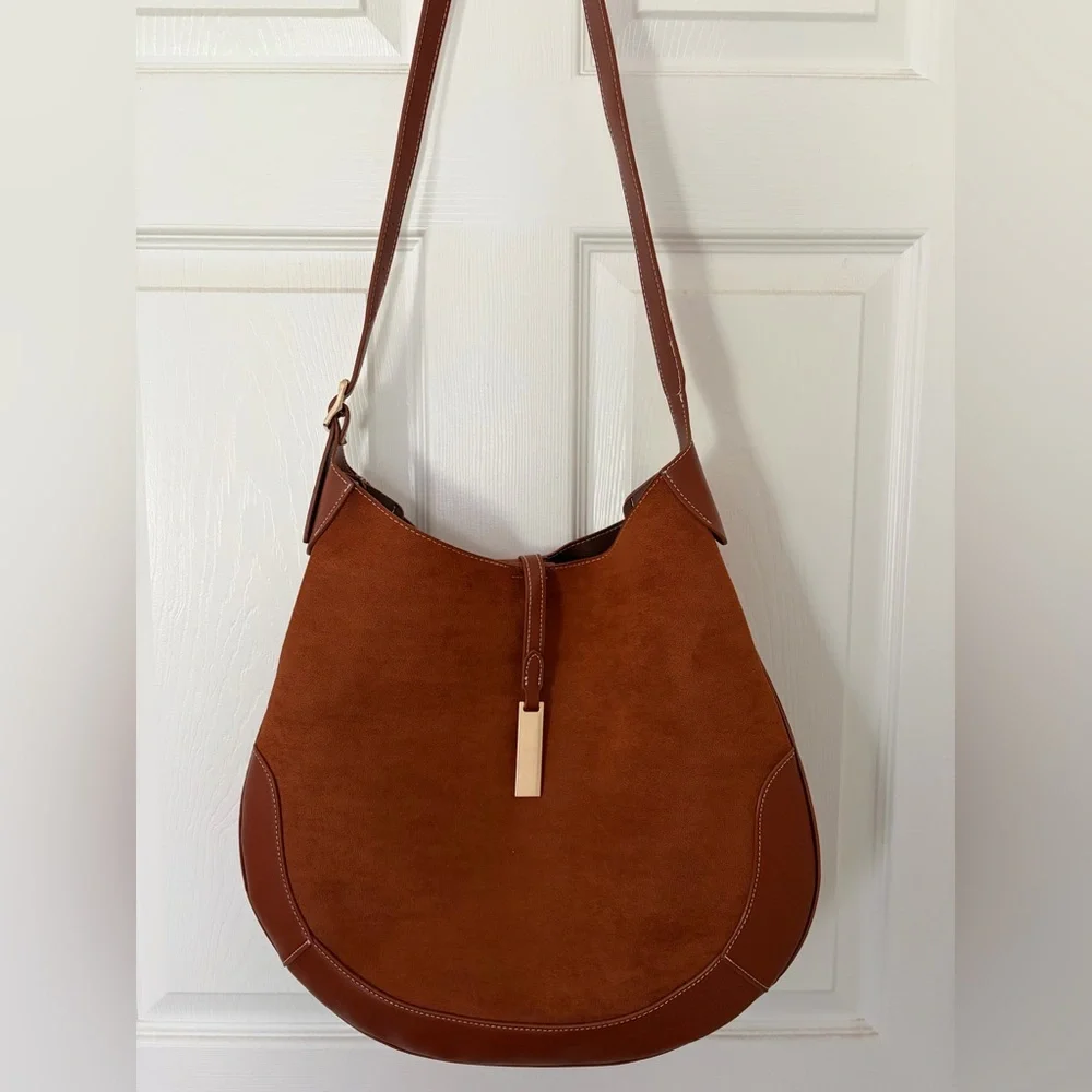 NWOT Brown Suede & Leather Bag